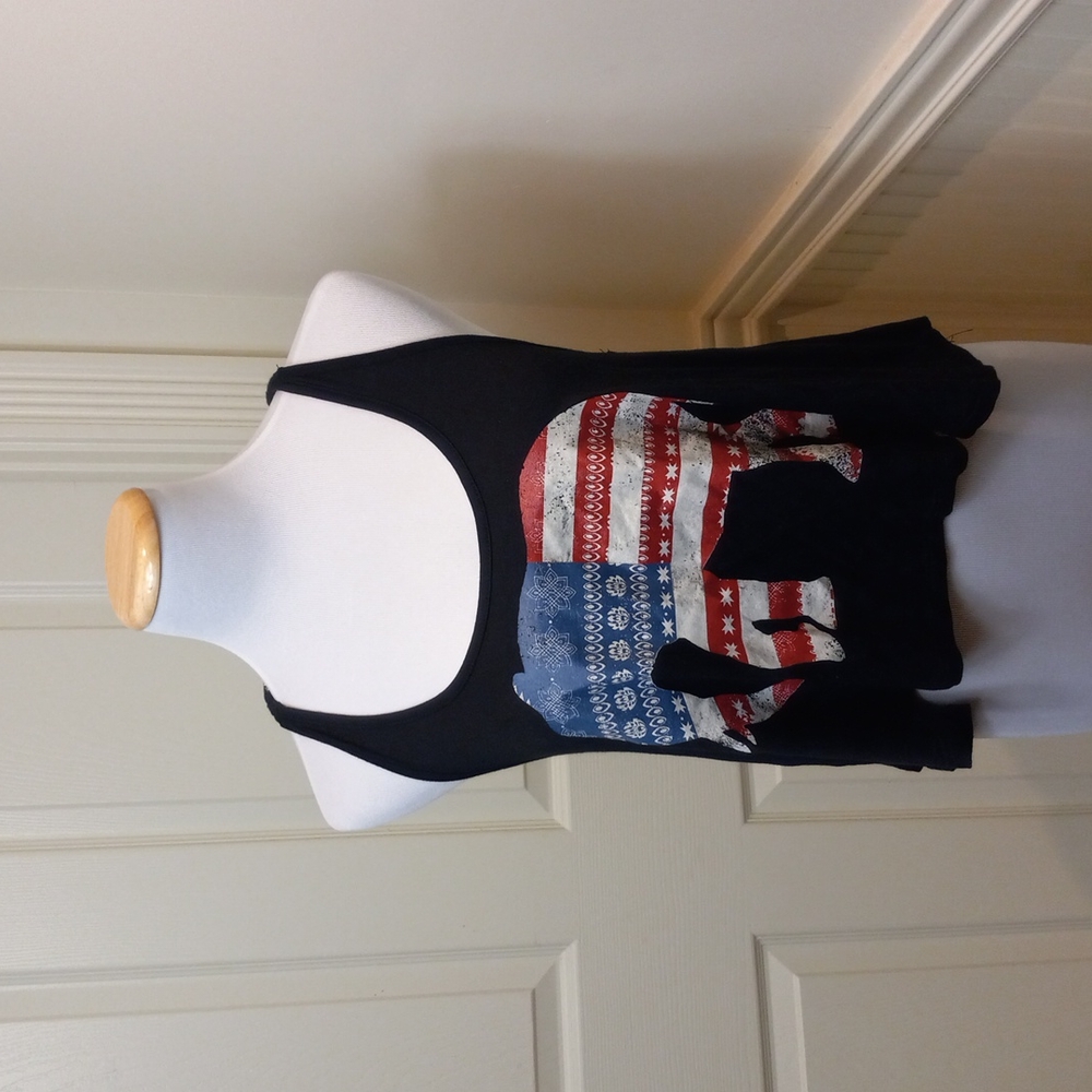 NWT!Cantata USA.. cropped elephant tank Republican Party